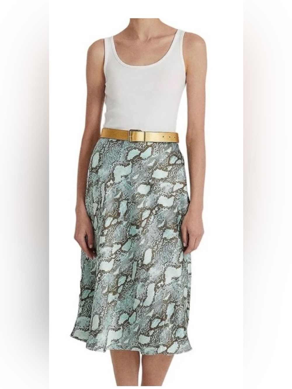 NWT Ralph Lauren Women's Satin Snakeskin Print A line Skirt 10 - Picture 1 of 6